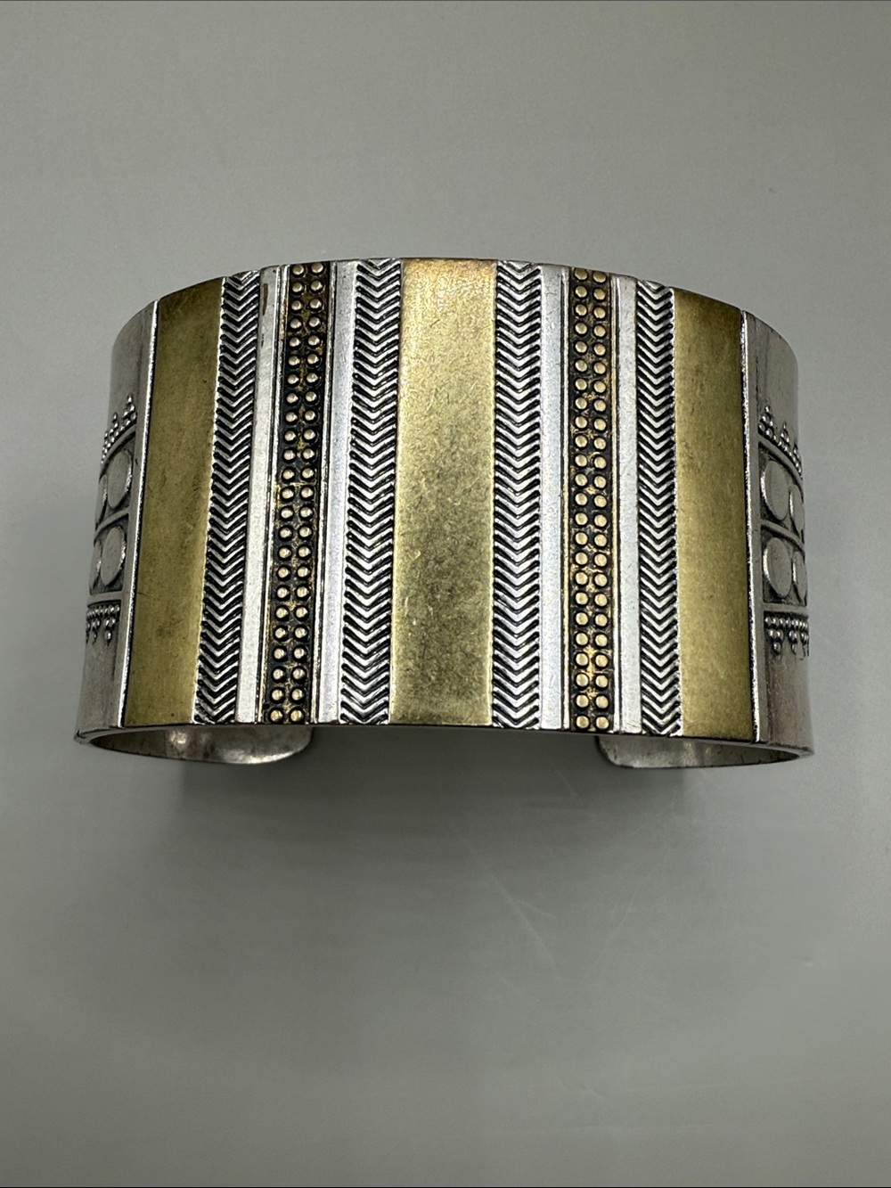 Lucky Brand VTG Silver Brass Boho Cuff Bracelet Retro Geometric SW Bracelet - Picture 6 of 7
